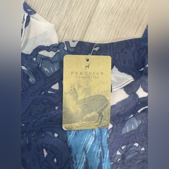 PERUVIAN CONNECTION Blue and White Patterned Dress 👗 - Picture 6 of 10